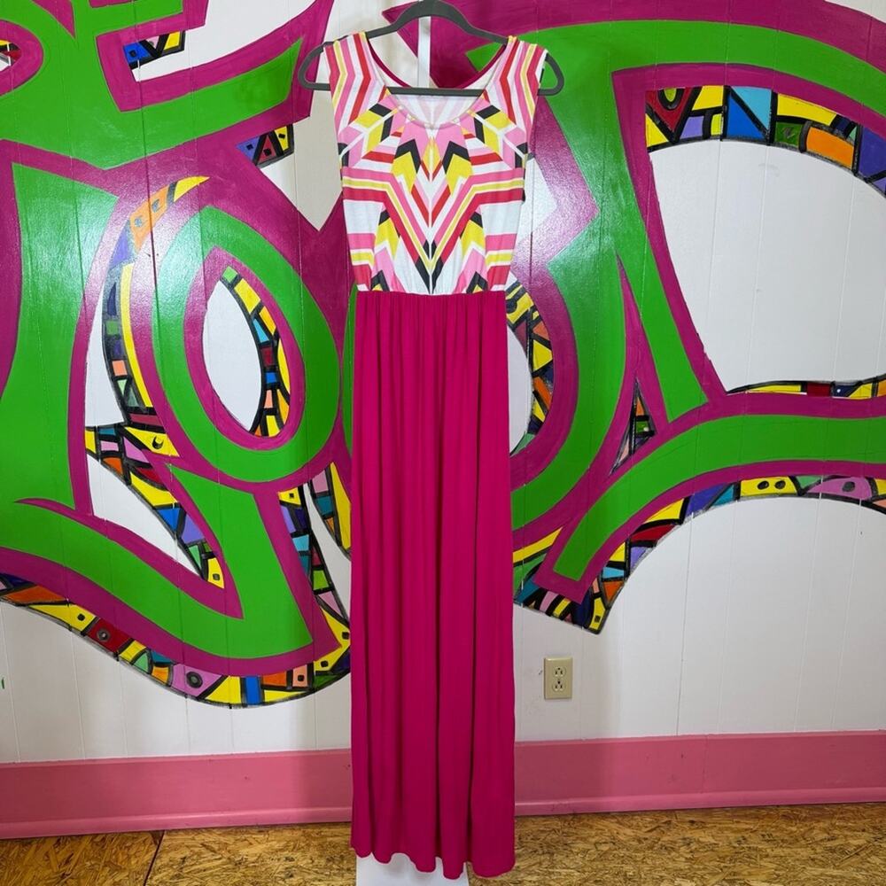 12PM by Mon Ami, Colorful Geometric Maxi Dress. Similar to a size Small.
